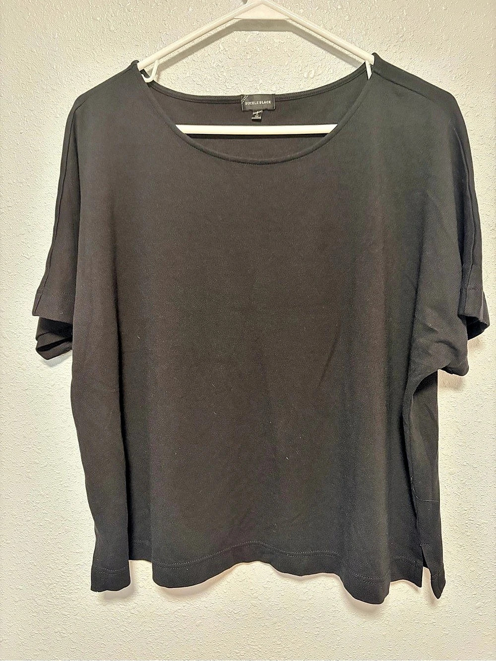 Buckle Black Short Sleeve Top Size P